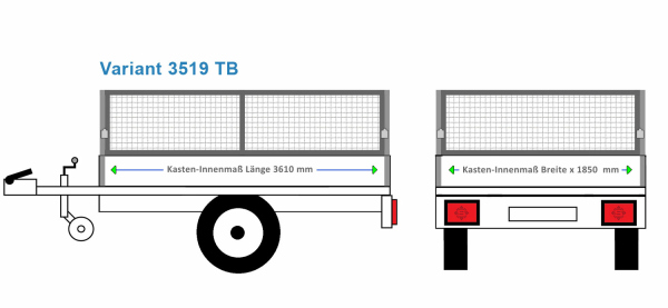 Laubgitter Variant Anhängeraufbau 3519 TB, 3610  x 1850