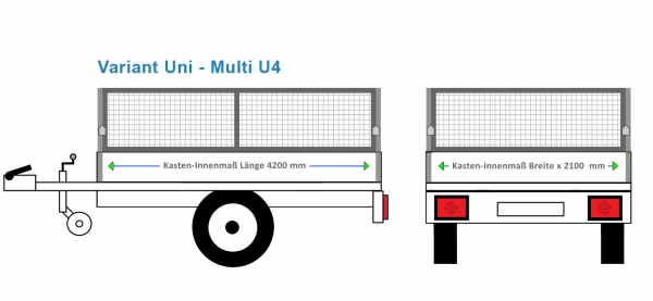 Laubgitter Variant Anhängeraufbau Uni - Multi U4, 4200  x 2100